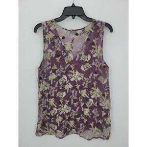 Sundance Mesh Overlay Floral Blouse - Purple and Green & Cami XS NWT